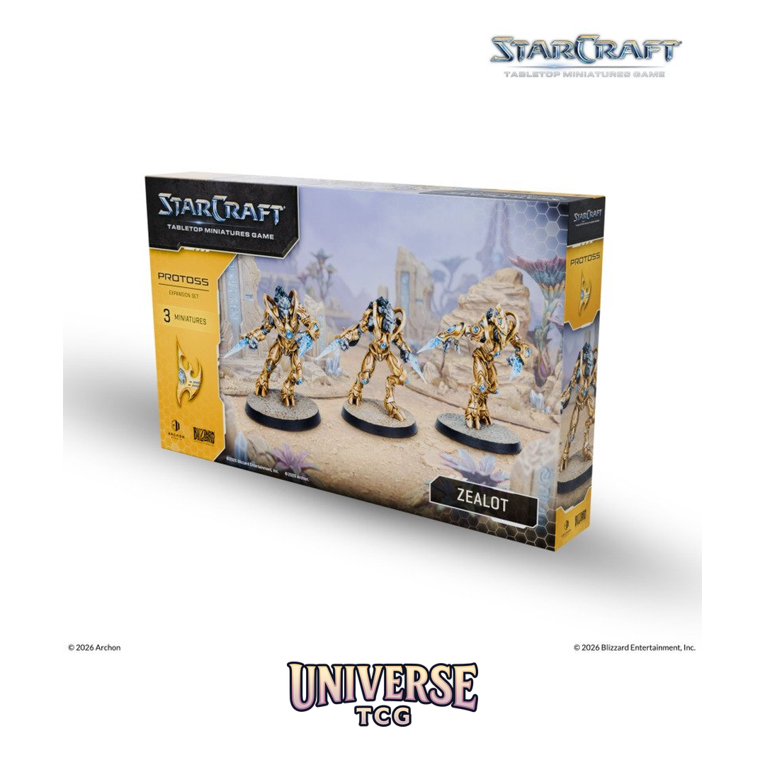 Starcraft TMG Protoss Expansion Set featuring Zealot Templar warrior miniatures by Archon Studio - Box Front