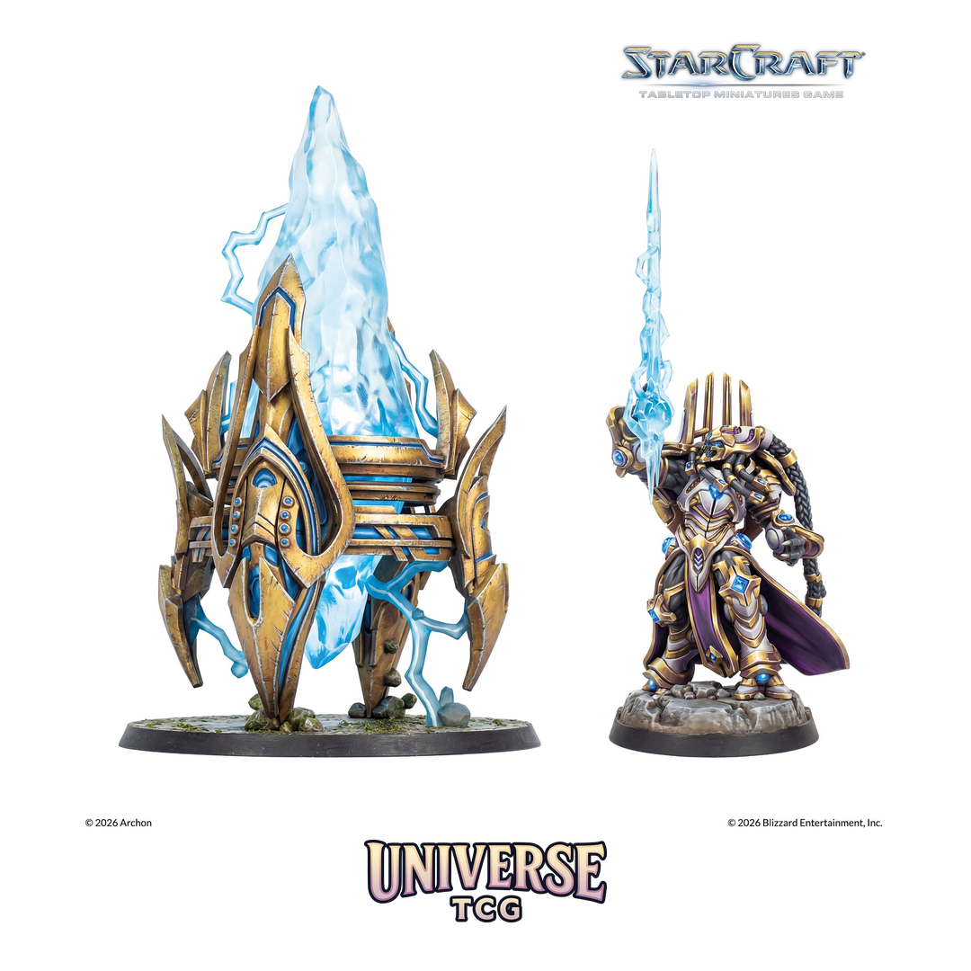 Starcraft TMG Protoss Hero Expansion Set featuring Artanis Hierarch and Pylon structure miniatures by Archon Studio - View 8