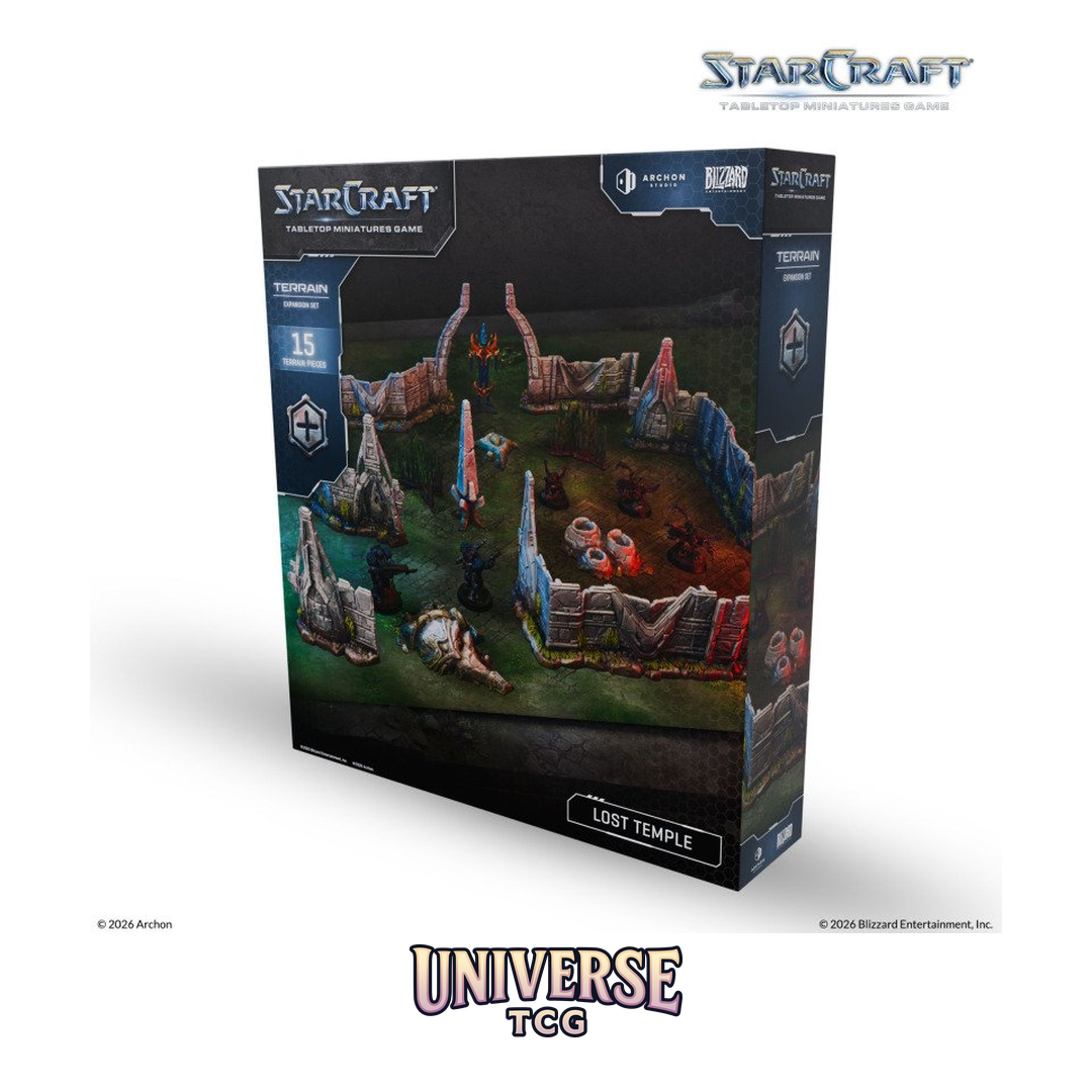 Starcraft TMG Terrain Expansion Set Lost Temple - 15 terrain pieces recreating the iconic Starcraft map by Archon Studio - Box Front